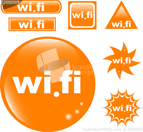 Image of Wi Fi button set glossy icon