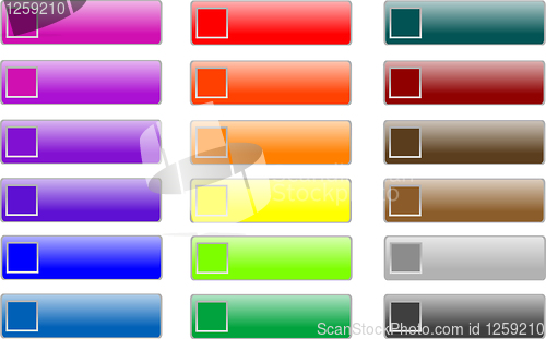 Image of glossy empty web buttons colored set