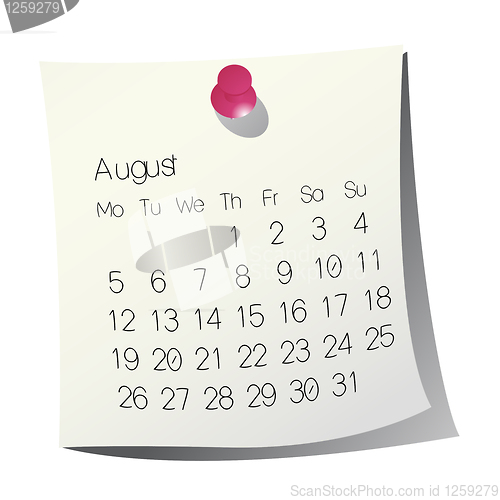 Image of 2013 August calendar