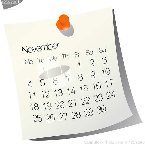 Image of 2013 November calendar