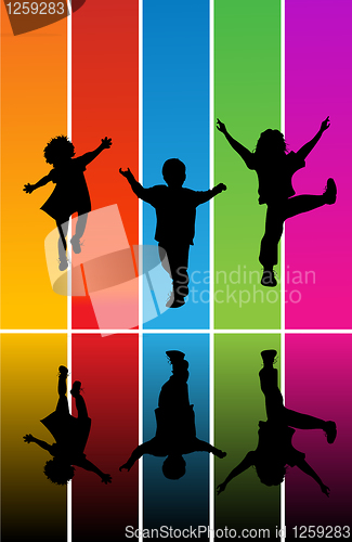 Image of Jumping children silhouettes