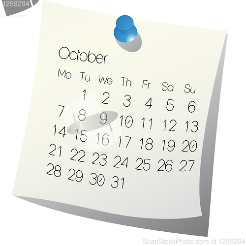 Image of 2013 October calendar