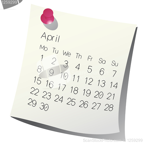 Image of 2013 April calendar