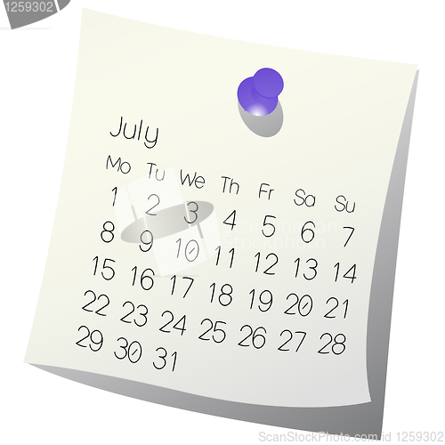 Image of 2013 July calendar