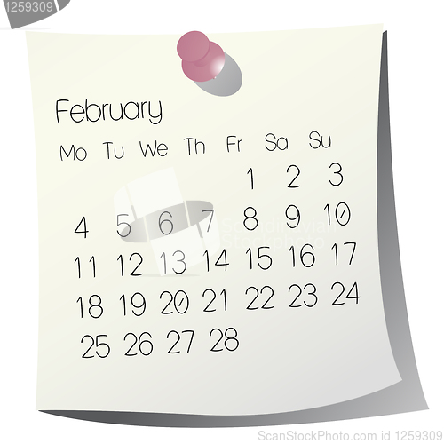 Image of 2013 February calendar