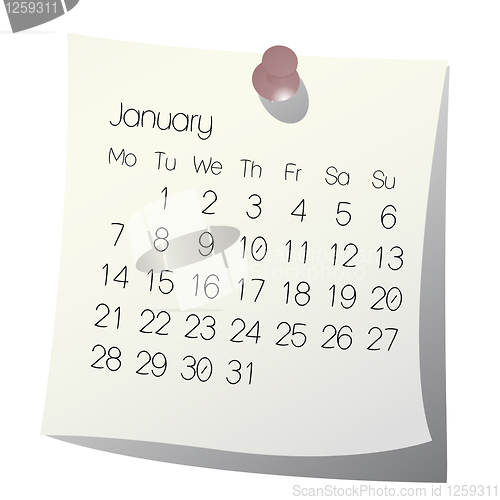 Image of 2013 January calendar