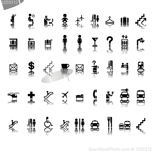 Image of Airport pictograms set