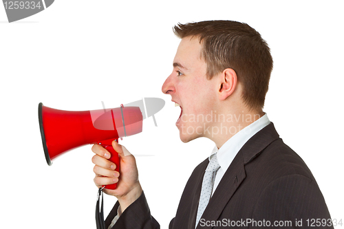 Image of Businessman yelling through a megaphone