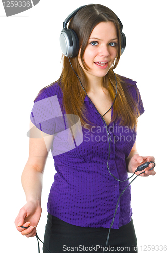 Image of Young woman with headphones