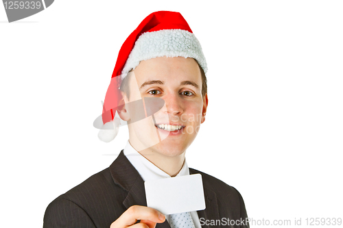 Image of Businessman with chrismas hat