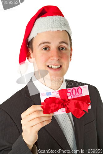 Image of Businessman with chrismas hat