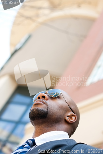 Image of Handsome African American Business Man In the City