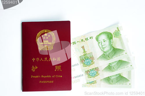 Image of Chinese passport and money