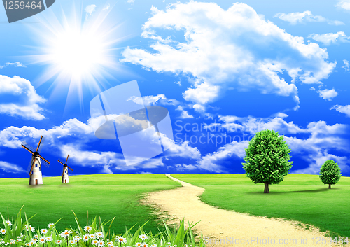 Image of summer sky and rural road