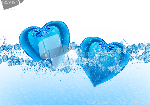 Image of Two hearts from water
