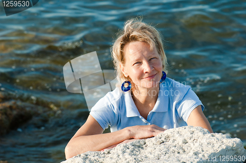 Image of The woman on a background of the sea