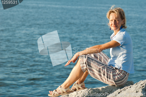 Image of The woman on a background of the sea