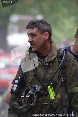 Image of Tired fireman