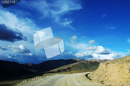 Image of Landscape of a rough road in the mountains