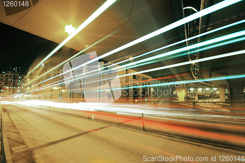 Image of traffic downtown at night