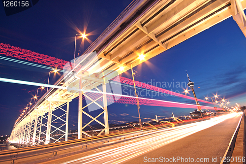 Image of highway under the bridge in macau 