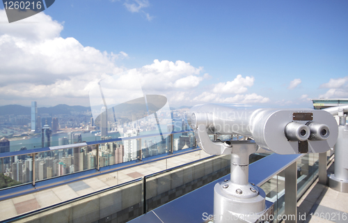 Image of View point with telescope near  hongkong,china