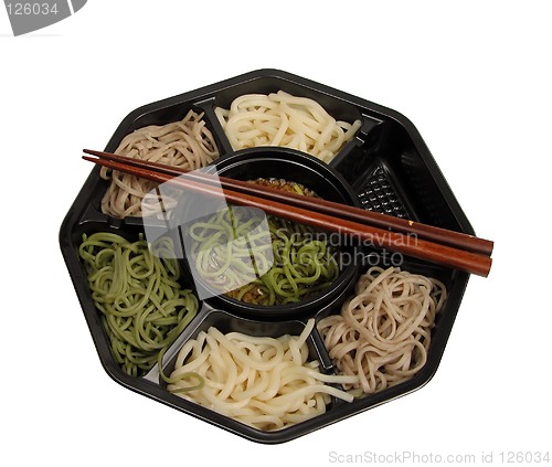 Image of Soba lunch box and chopsticks-clipping path