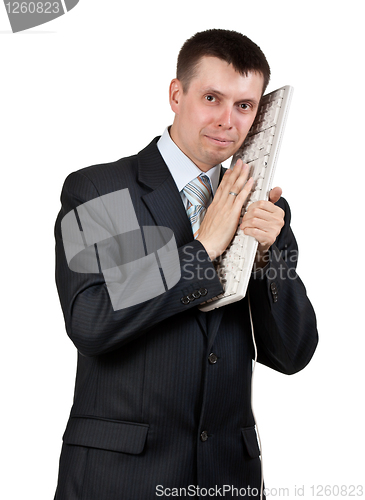 Image of Businessman with a keyboard at the head