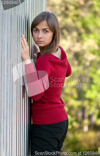 Image of Beautiful girl in purple dress
