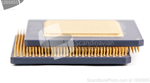 Image of Two old processor with the gold contact