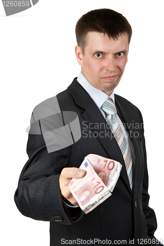 Image of businessman casually gives the euro