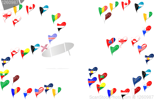 Image of world country flag heart Number 2 3