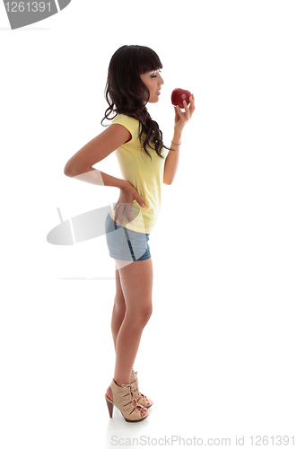 Image of Healthy woman eating a apple