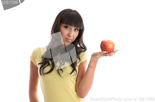 Image of Healthy girl with fresh apple