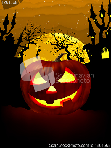 Image of Pumpkin Halloween Card with hanged man. EPS 8