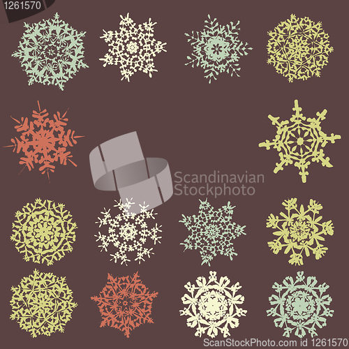 Image of Cute Retro Snowflakes. EPS 8