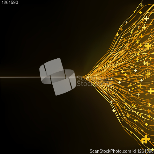 Image of Gold abstract composition of delicate lines. EPS 8