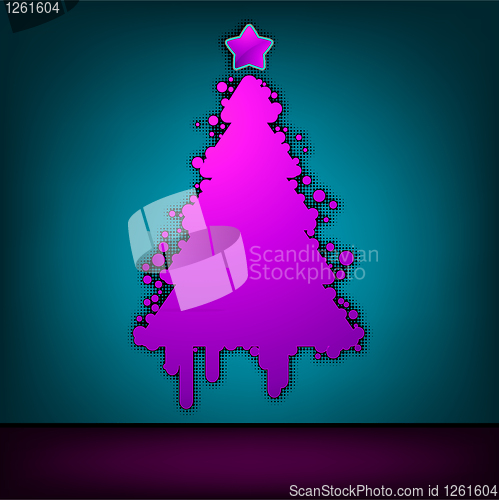 Image of Christmas tree green card. EPS 8