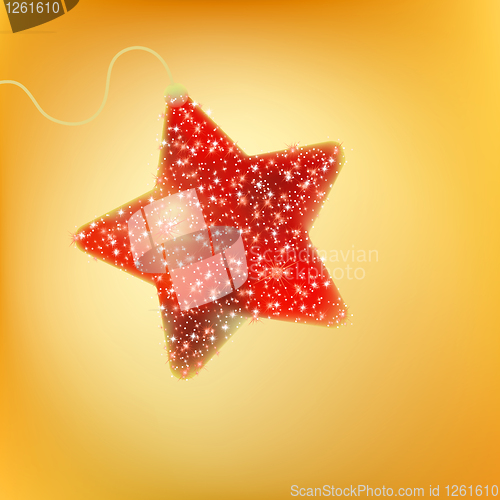 Image of Postcard with a twinkling red star. EPS 8