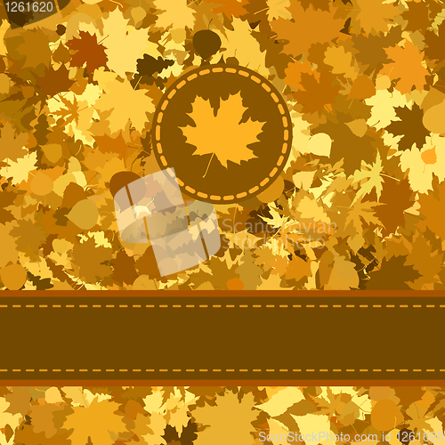 Image of Gold autumn background with leaves. EPS 8