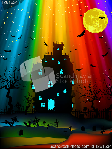 Image of Halloween image with old mansion. EPS 8