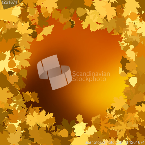 Image of Gold autumn background with leaves. EPS 8