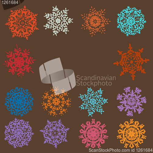 Image of Cute Retro Snowflakes. EPS 8