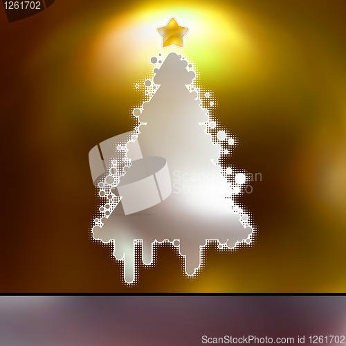 Image of Christmas Tree on gold card. EPS 8