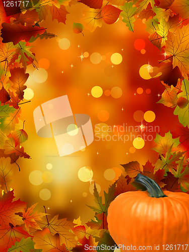 Image of Autumn Pumpkins and leaves. EPS 8