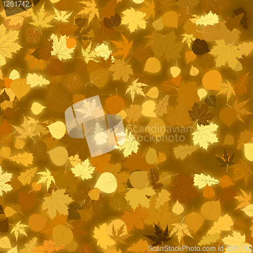 Image of Gold autumn background with leaves. EPS 8