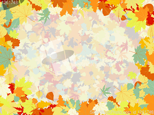 Image of Colorful backround of fallen autumn leaves. EPS 8