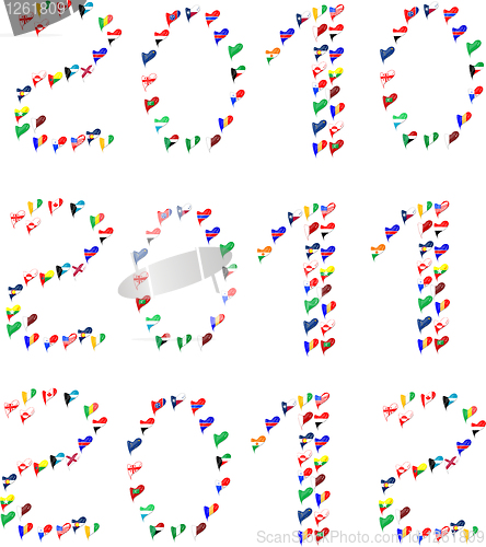 Image of Year 2010 2011 2011 made from world flag