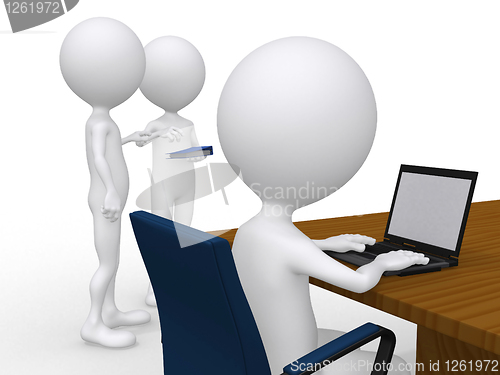 Image of 3D Business people at a corporate meeting - isolated over a whit