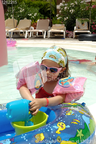 Image of Child playing by pool